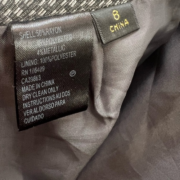 Tahari by ASL Luxe Beaded Blazer Jacket and Skirt Woven Metallic Gray White sz 8 - Picture 12 of 13